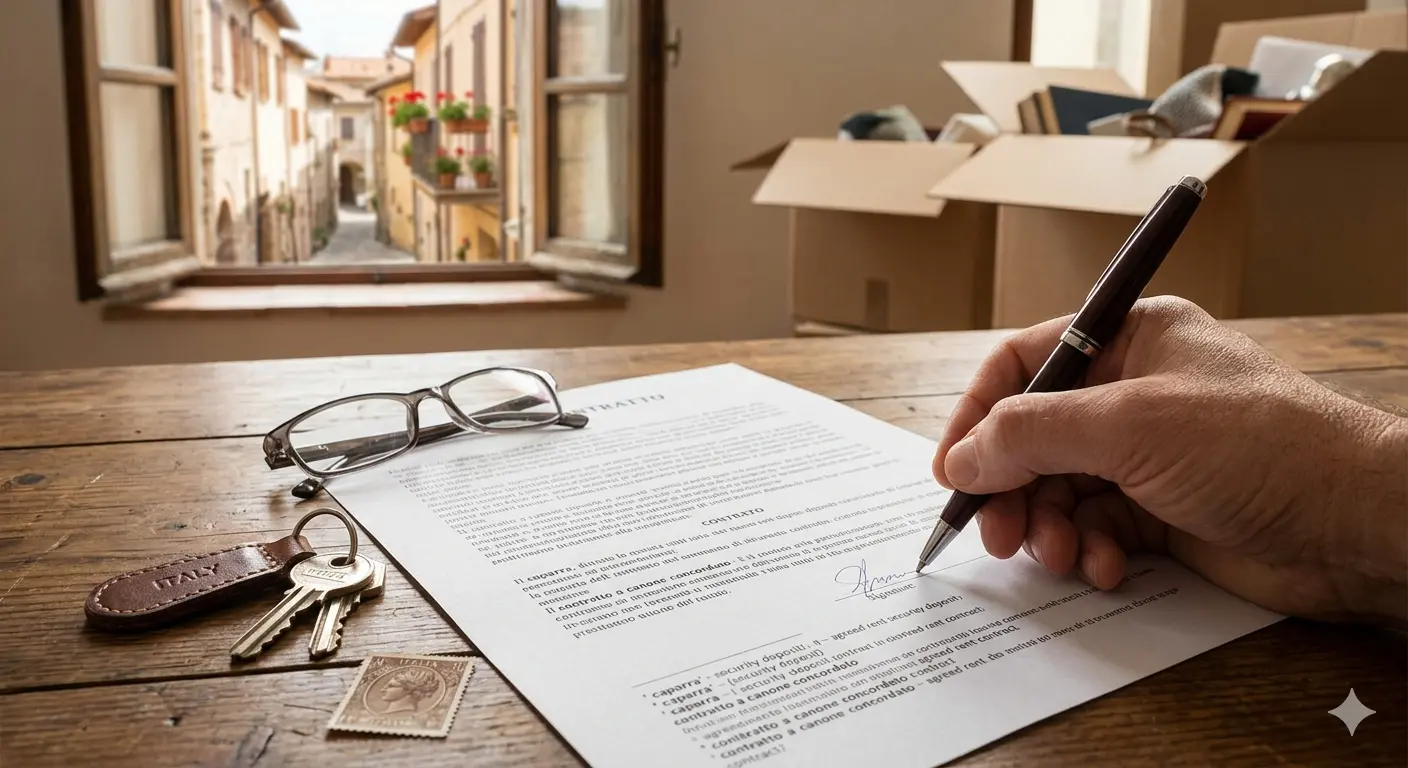 tenant signing rental agreement in italy
