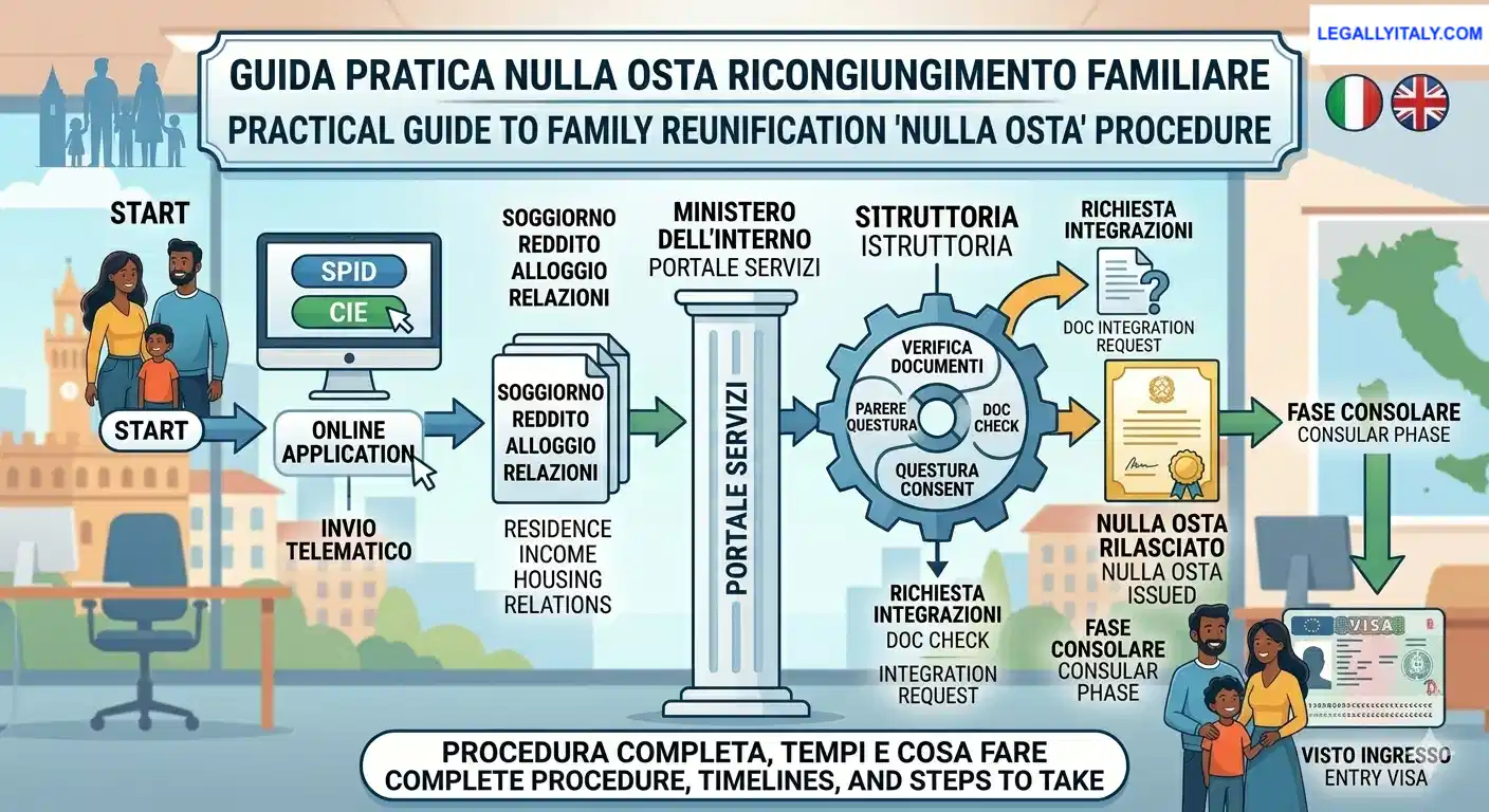 infografica procedura nulla osta ricongiungimento familiare