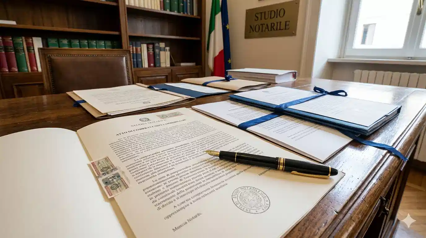 Official Italian real estate purchase contracts and notary documents for an American citizen buying property in Italy.