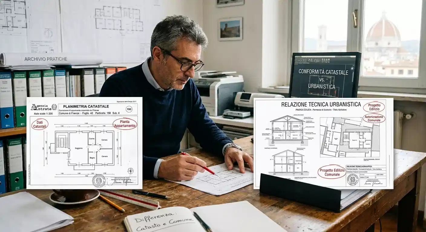 Buying property in Italy a Geometra check the cadasstral compliance and the building compliance of the property in the due diligence process